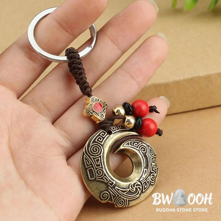 Buddha Stones Good Luck Fortune Copper Wealth Key Chain - Copper - Key Chain