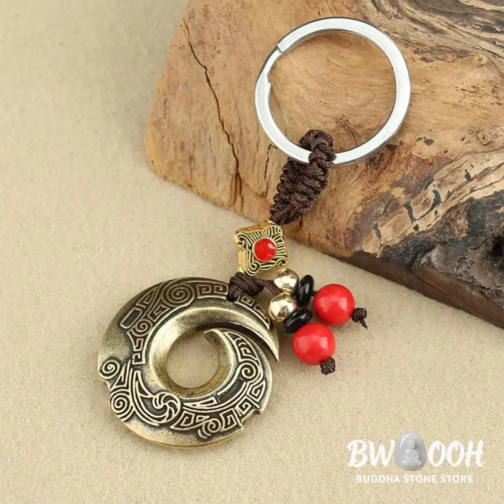 Buddha Stones Good Luck Fortune Copper Wealth Key Chain - Copper - Key Chain