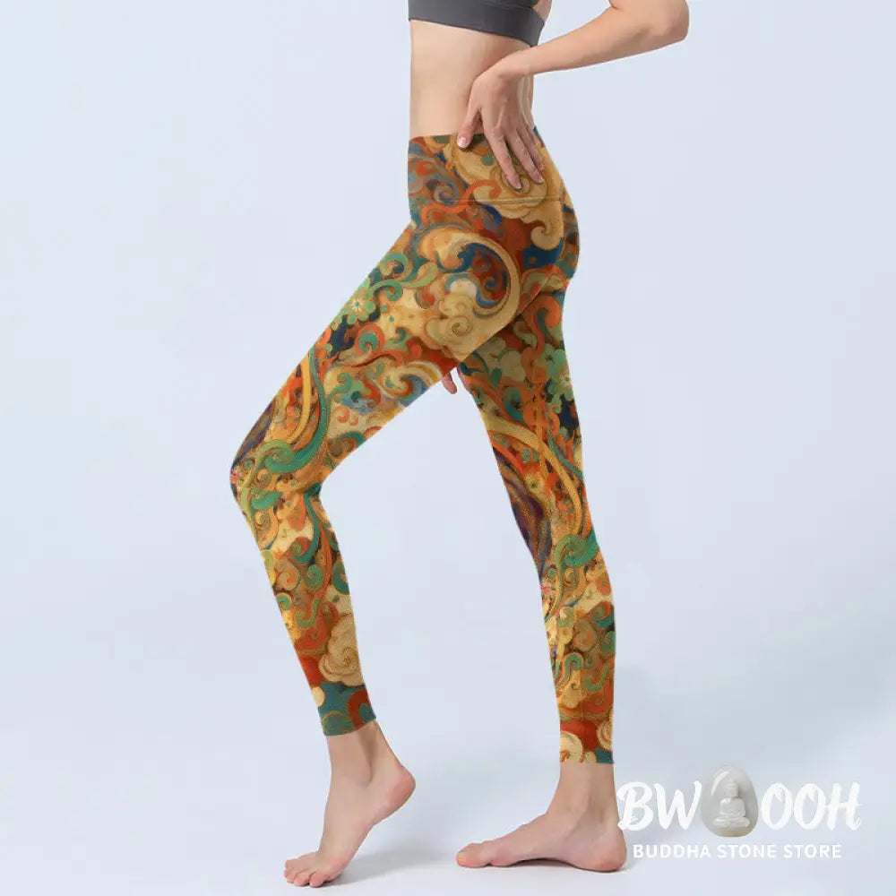 BWOOOH printed yoga leggings - Gorgeous Fairy Cloud Pattern Print Gym L