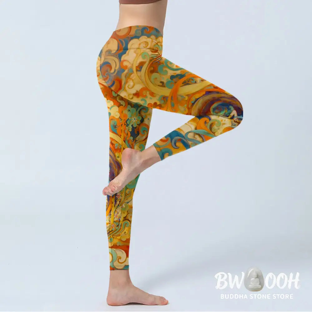 BWOOOH printed yoga leggings - Gorgeous Fairy Cloud Pattern Print Gym L