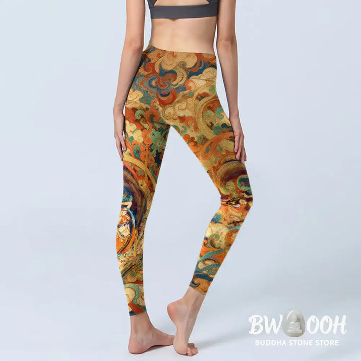 BWOOOH printed yoga leggings - Gorgeous Fairy Cloud Pattern Print Gym L