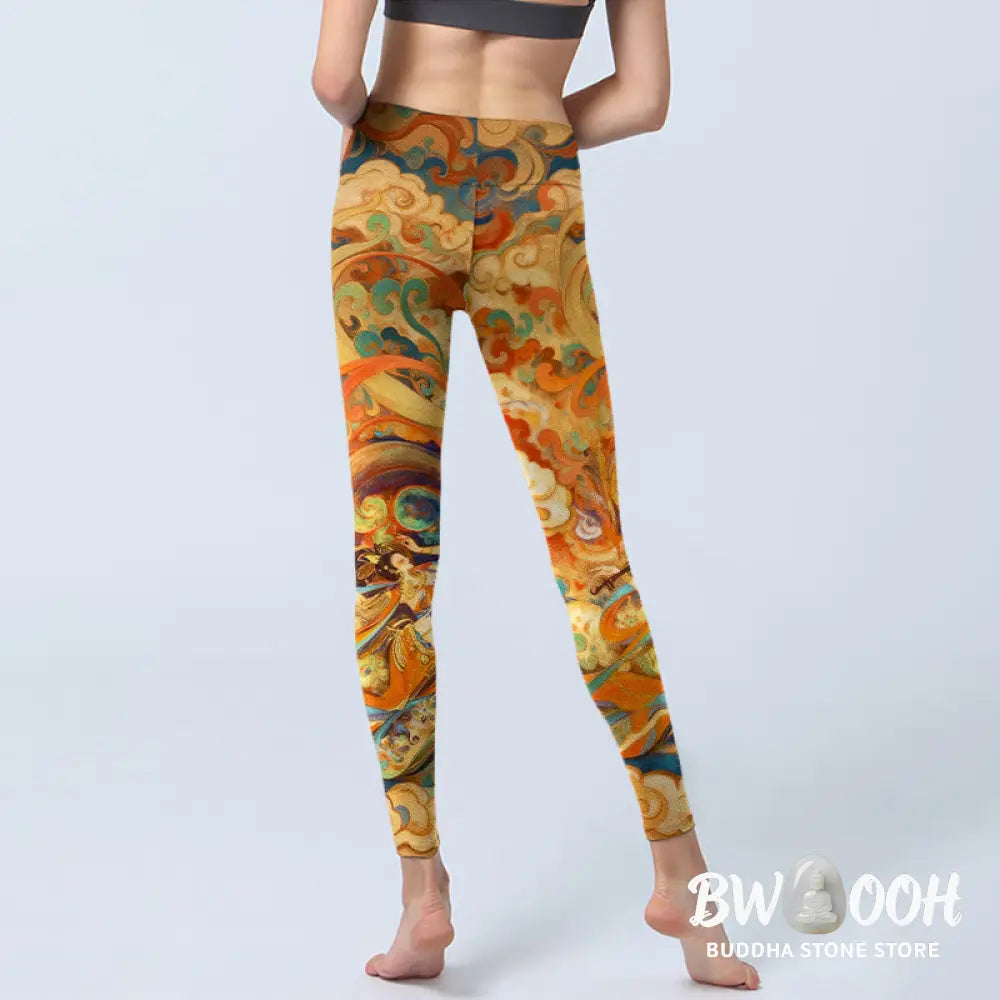 BWOOOH printed yoga leggings - Gorgeous Fairy Cloud Pattern Print Gym L
