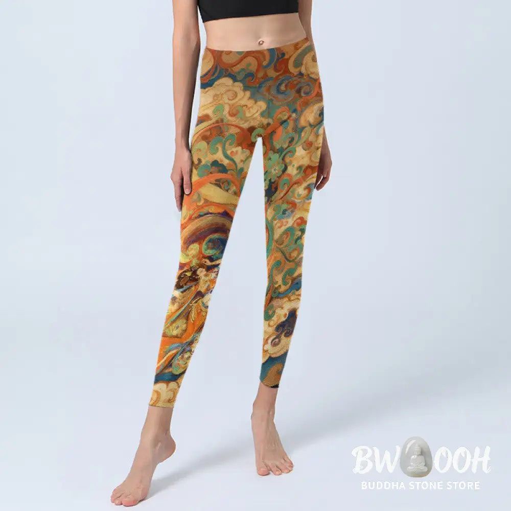 BWOOOH printed yoga leggings - Gorgeous Fairy Cloud Pattern Print Gym L