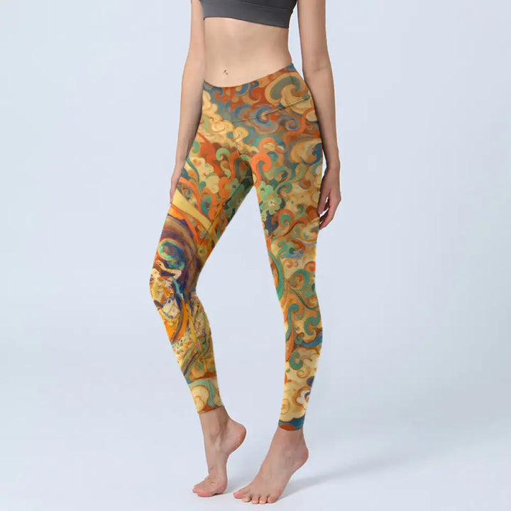 BWOOOH printed yoga leggings - Gorgeous Fairy Cloud Pattern Print Gym L