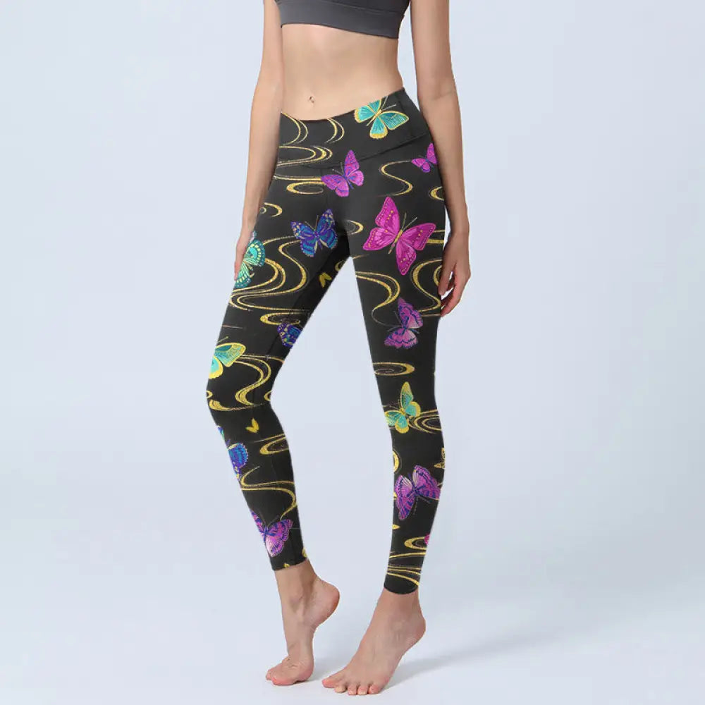 BWOOOH printed yoga leggings - Gorgeous High Contrast Butterfly Pattern