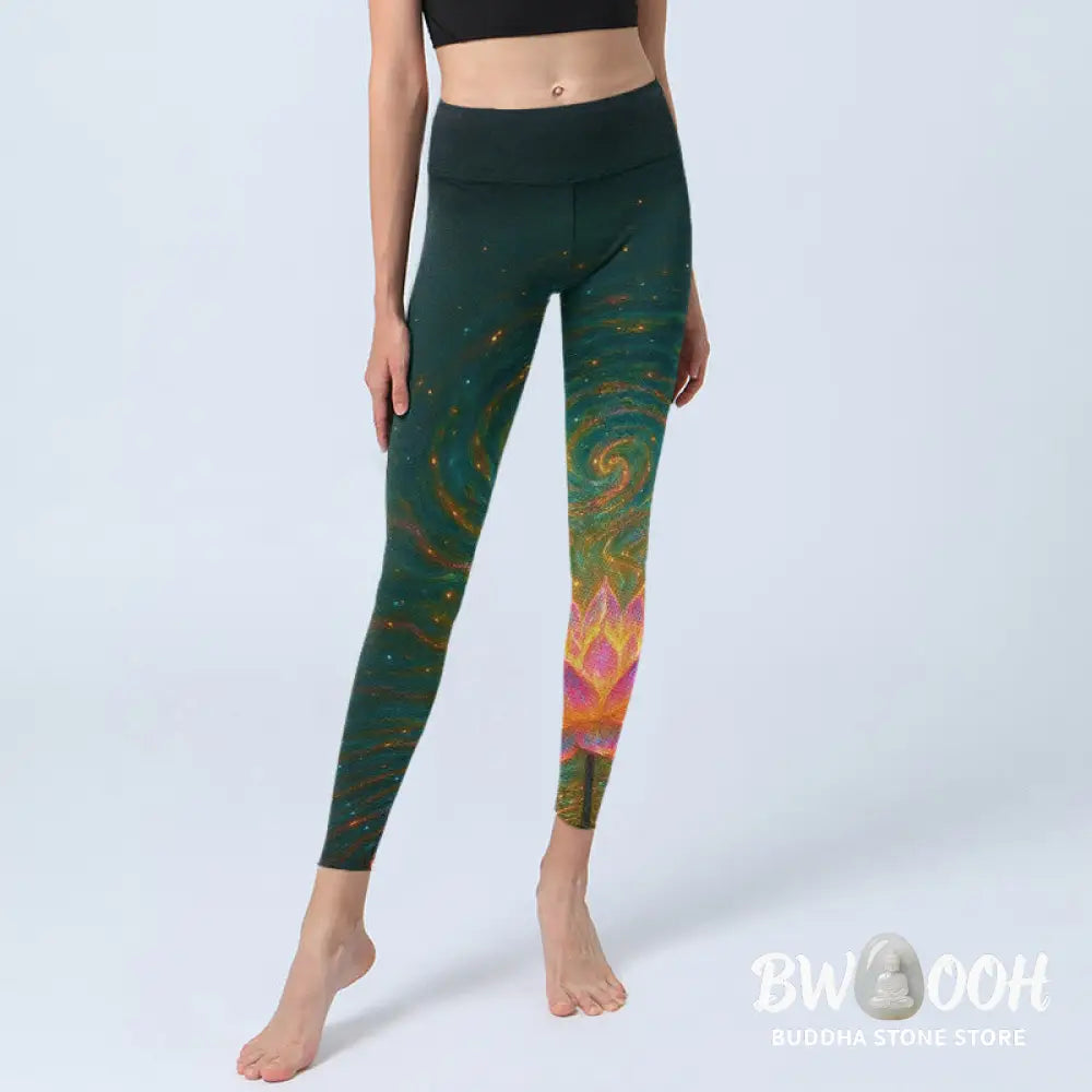 BWOOOH lotus print yoga leggings - Gorgeous Lotus Water Ripples Pattern Pri