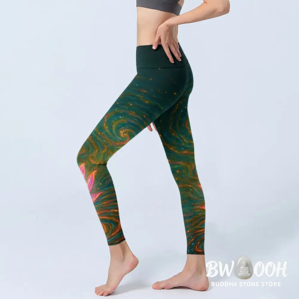 BWOOOH lotus print yoga leggings - Gorgeous Lotus Water Ripples Pattern Pri