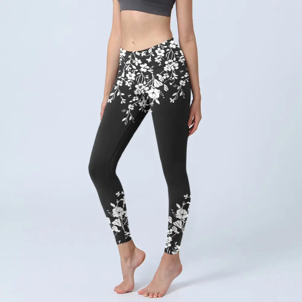 BWOOOH printed yoga leggings - Gorgeous Minimalist Style Flower Pattern