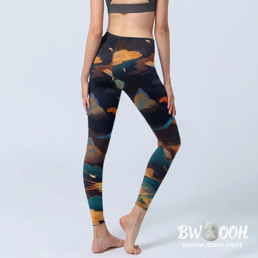 BWOOOH printed yoga leggings - Gorgeous Phoenix Cloud Mountain Pattern 