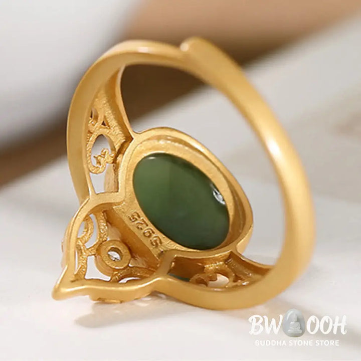 Buddha Stones Gourd Cyan Jade Copper Coin Success Luck Adjustable Ring - BWOOOH - Cyan Jade(Success♥Healing) - Ring