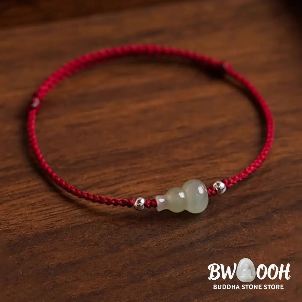 Buddha Stones Gourd Hetian Jade Red String Prosperity Bracelet Anklet - Bracelet Anklet