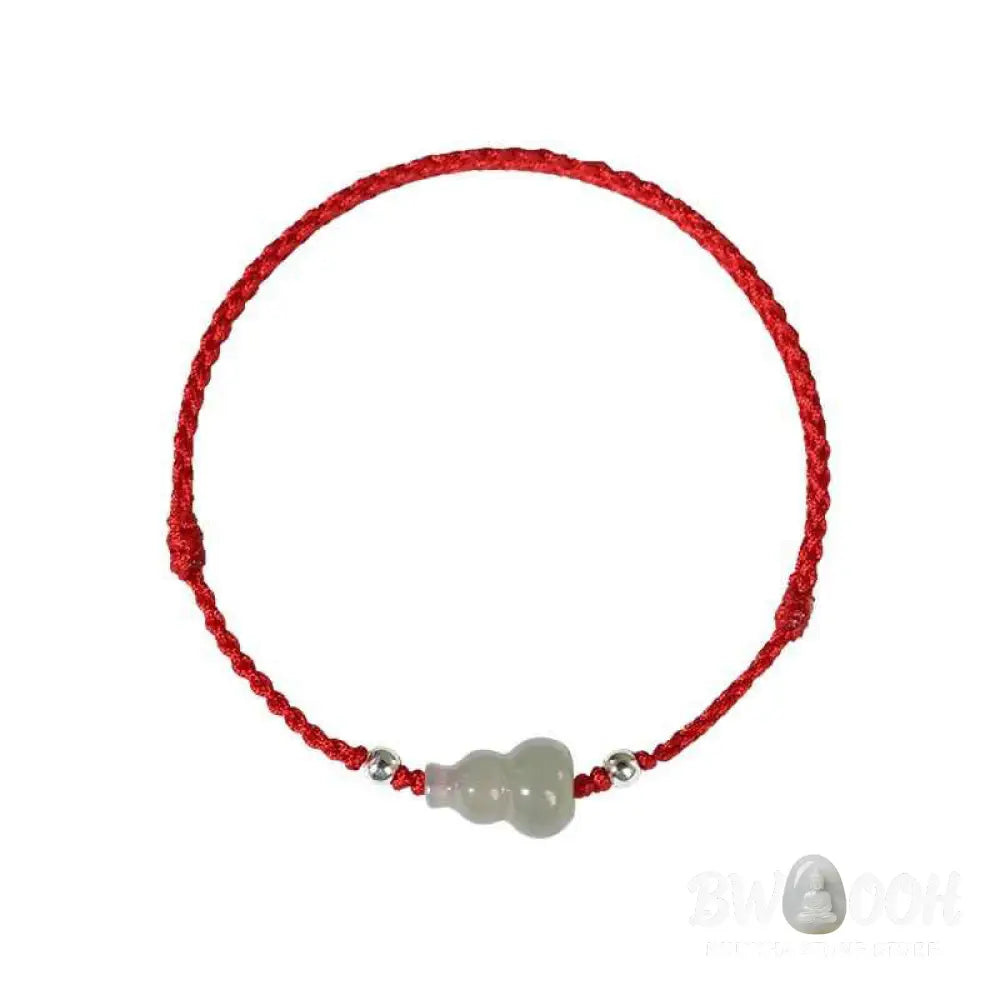 Buddha Stones Gourd Hetian Jade Red String Prosperity Bracelet Anklet - Bracelet Anklet