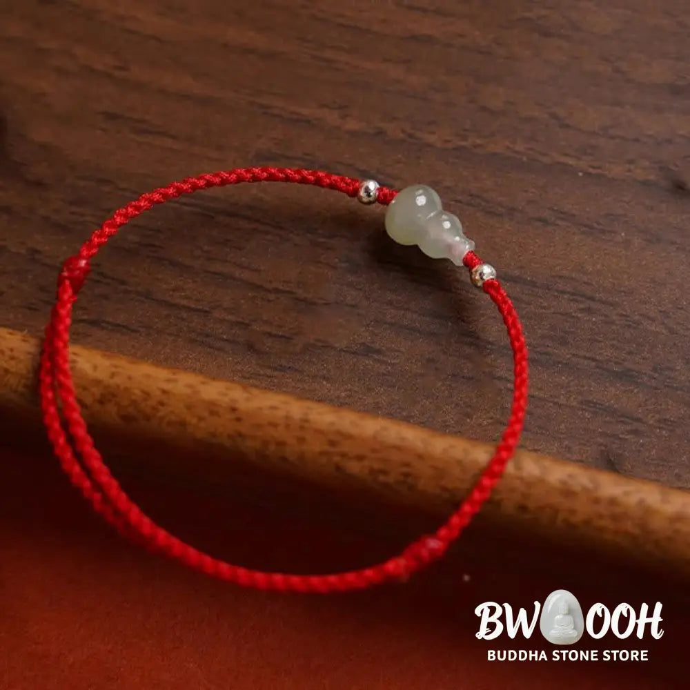 Buddha Stones Gourd Hetian Jade Red String Prosperity Bracelet Anklet - Bracelet Anklet