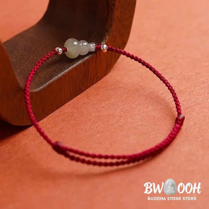 Buddha Stones Gourd Hetian Jade Red String Prosperity Bracelet Anklet - Bracelet Anklet