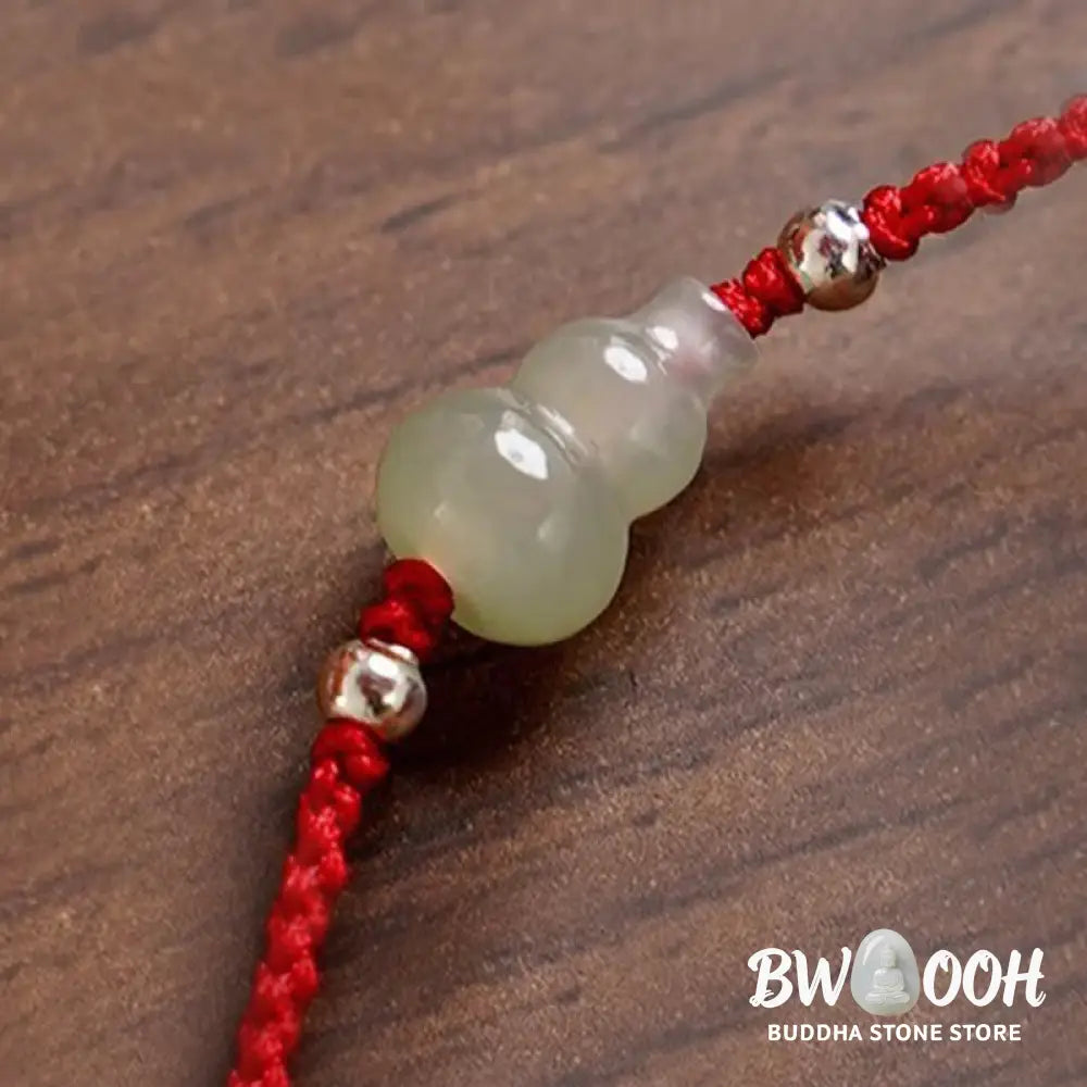 Buddha Stones Gourd Hetian Jade Red String Prosperity Bracelet Anklet - Bracelet Anklet