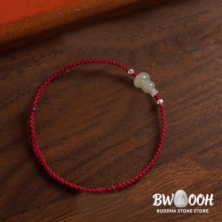 Buddha Stones Gourd Hetian Jade Red String Prosperity Bracelet Anklet - Bracelet Anklet