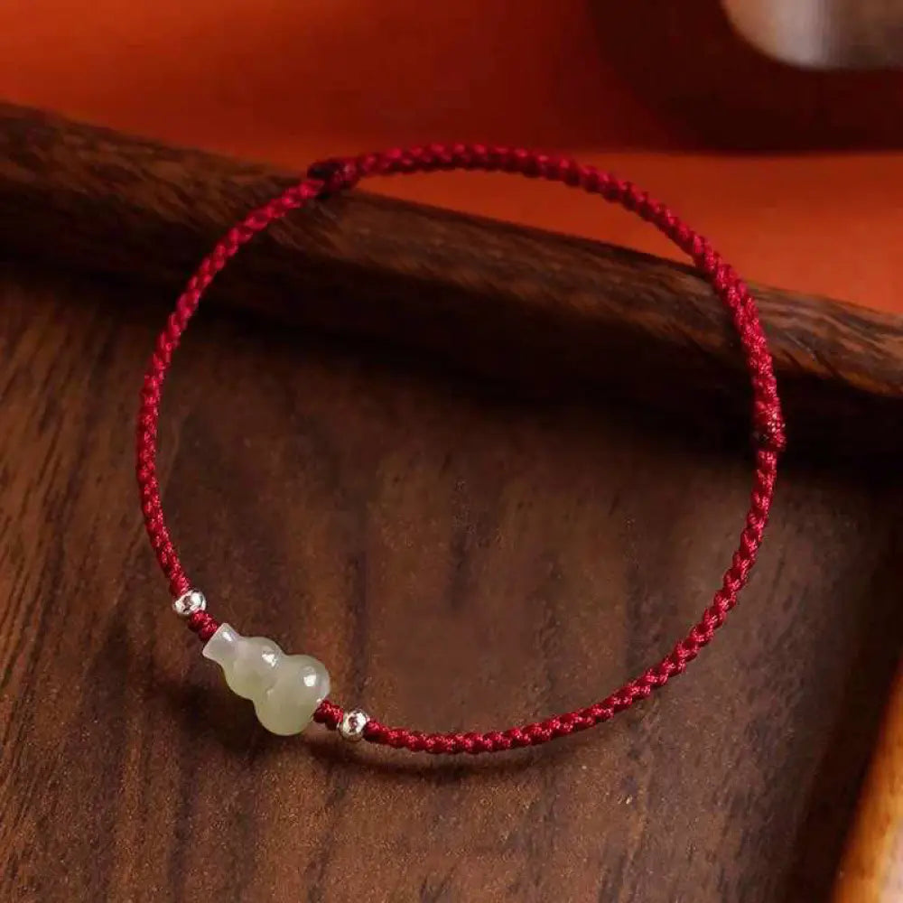 BWOOOH Gourd Hetian Jade Red String Prosperity Bracelet A