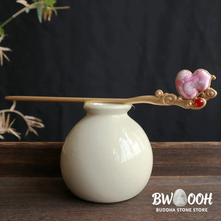 Buddha Stones Gourd Red Agate Bead Calm Confidence Hairpin - Hairpin