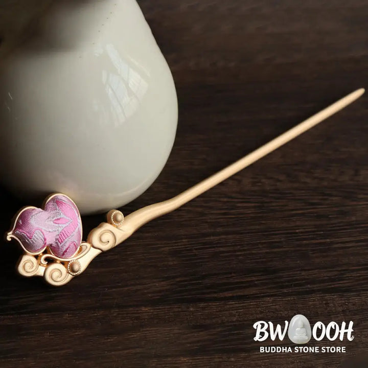 Buddha Stones Gourd Red Agate Bead Calm Confidence Hairpin - Hairpin