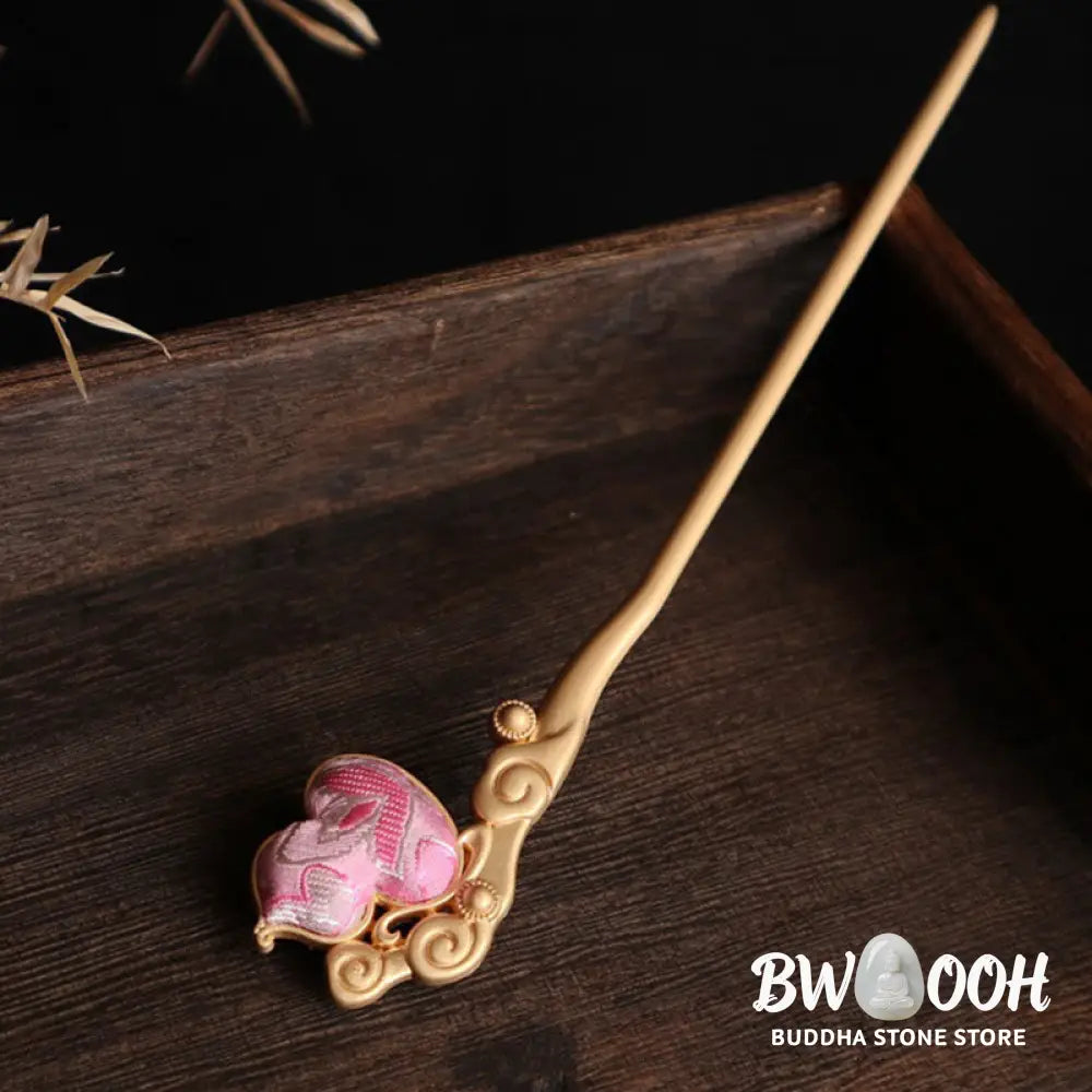 Buddha Stones Gourd Red Agate Bead Calm Confidence Hairpin - Hairpin