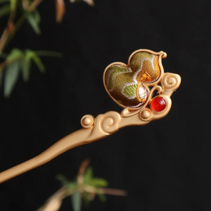 BWOOOH Gourd Red Agate Bead Calm Confidence Hairpin