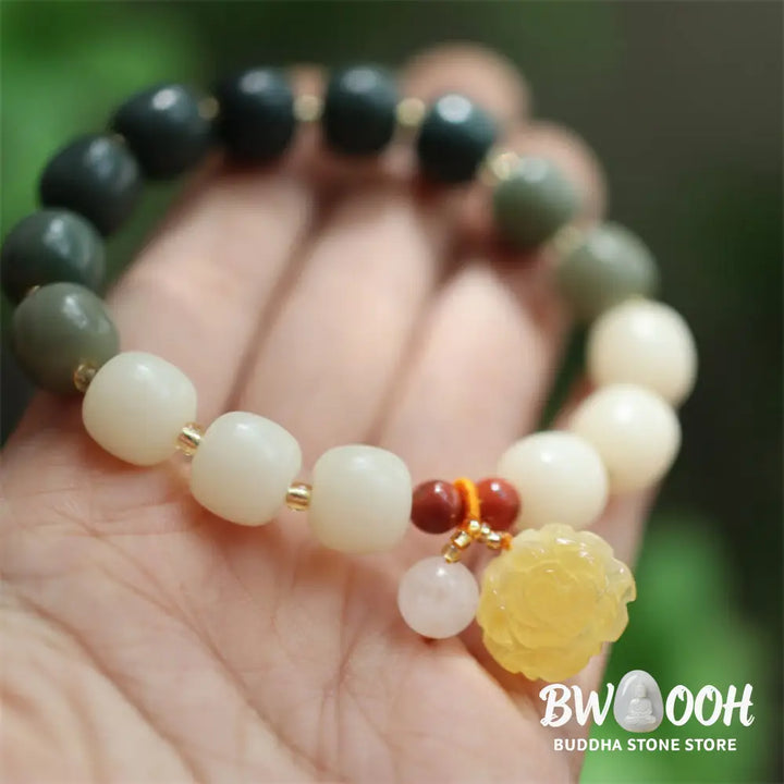Buddha Stones Gradient Bodhi Seed Amber Lotus Peace Bracelet - BWOOOH - Bodhi Seed(Auspiciousness♥Luck) - Bracelet