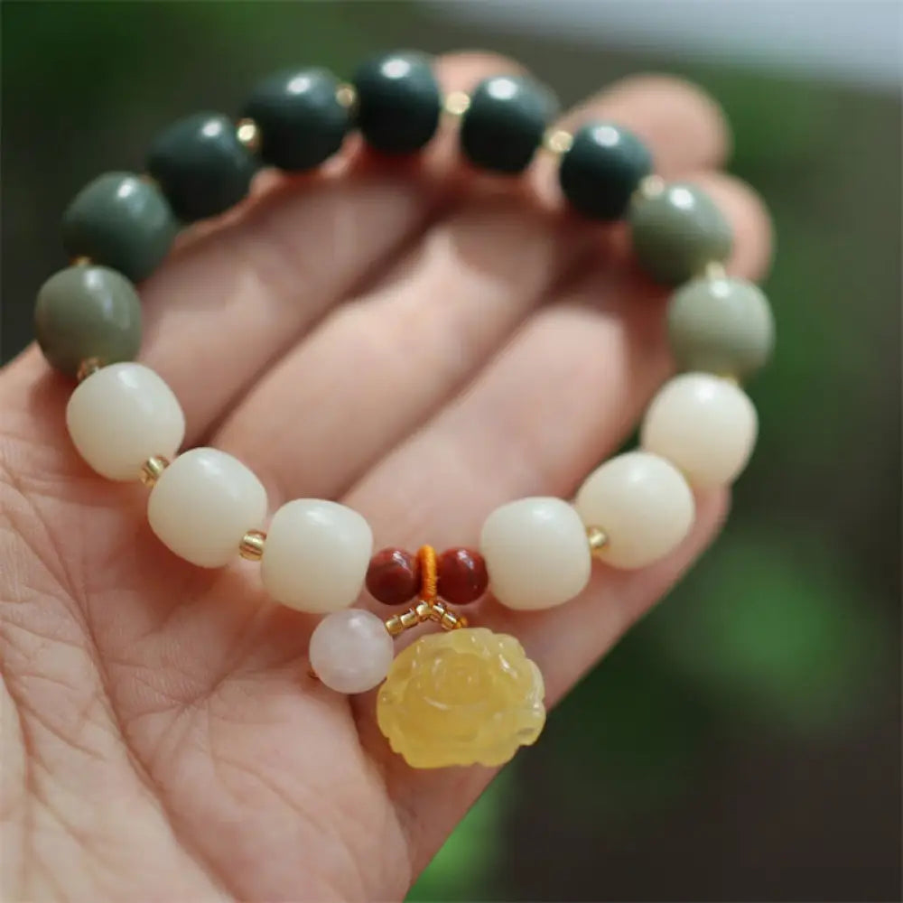 BWOOOH Gradient Bodhi Seed Amber Lotus Peace Bracelet - BWOOOH - Bodhi Seed(Auspiciousness♥Luck) - Bracelet