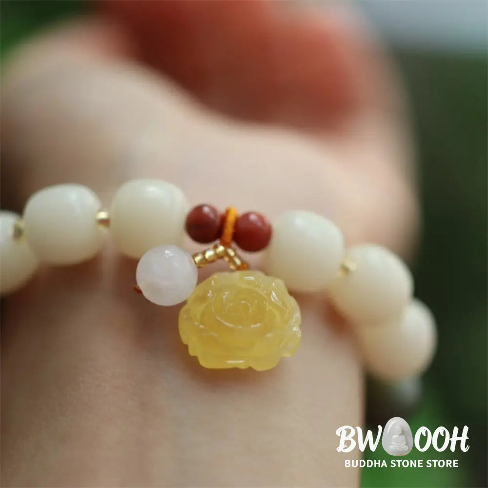 Buddha Stones Gradient Bodhi Seed Amber Lotus Peace Bracelet - BWOOOH - Bodhi Seed(Auspiciousness♥Luck) - Bracelet