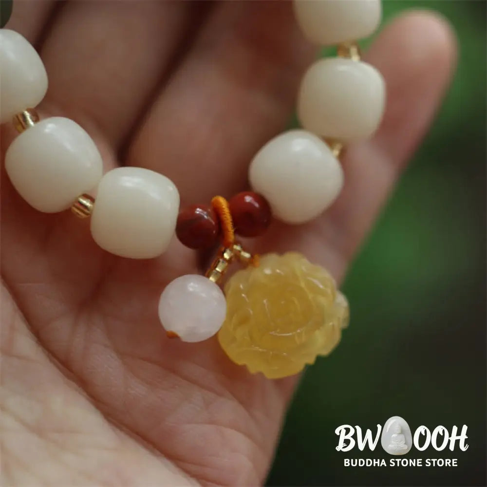 Buddha Stones Gradient Bodhi Seed Amber Lotus Peace Bracelet - BWOOOH - Bodhi Seed(Auspiciousness♥Luck) - Bracelet