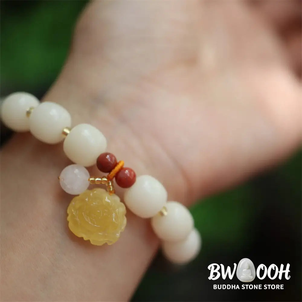 Buddha Stones Gradient Bodhi Seed Amber Lotus Peace Bracelet - BWOOOH - Bodhi Seed(Auspiciousness♥Luck) - Bracelet