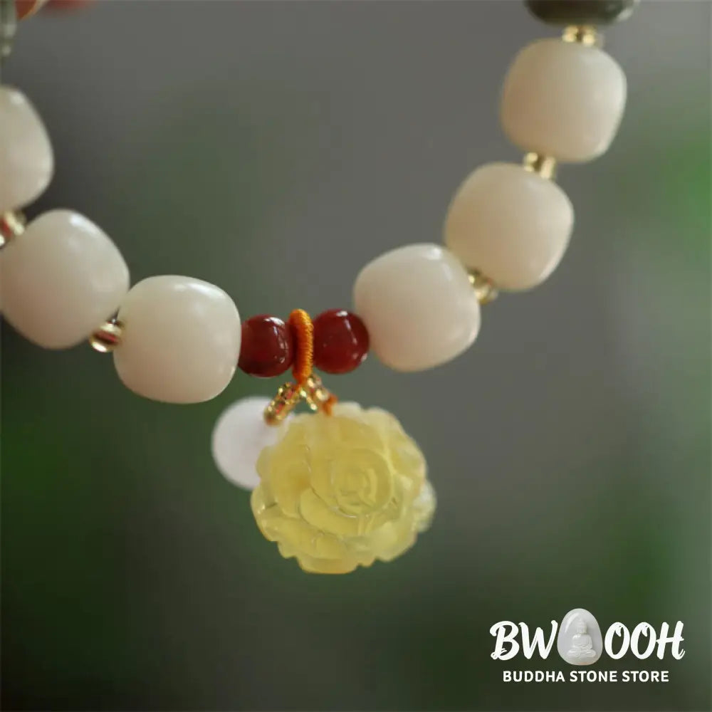 Buddha Stones Gradient Bodhi Seed Amber Lotus Peace Bracelet - BWOOOH - Bodhi Seed(Auspiciousness♥Luck) - Bracelet