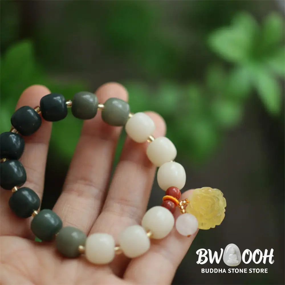 Buddha Stones Gradient Bodhi Seed Amber Lotus Peace Bracelet - BWOOOH - Bodhi Seed(Auspiciousness♥Luck) - Bracelet
