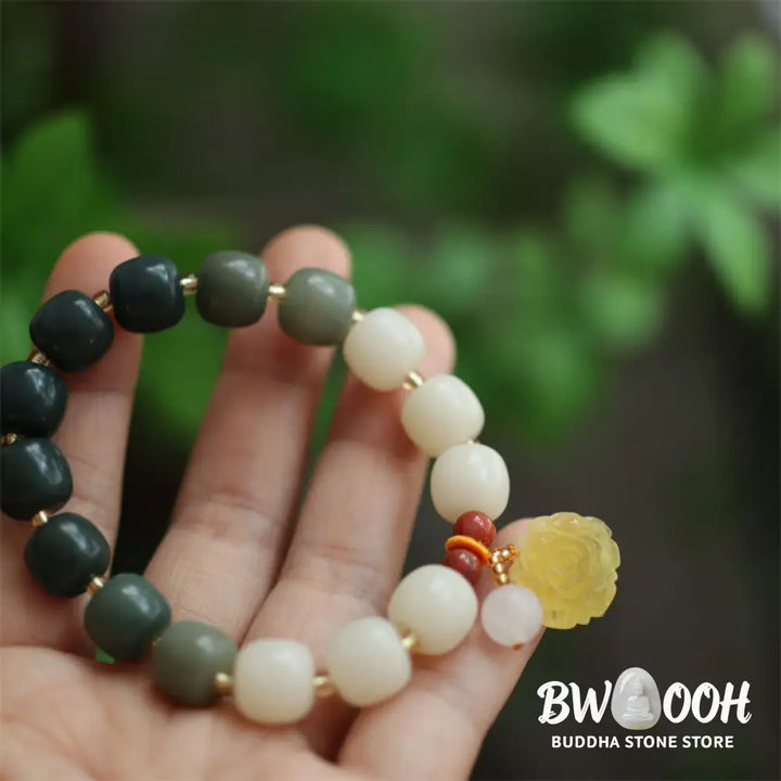 Buddha Stones Gradient Bodhi Seed Amber Lotus Peace Bracelet - BWOOOH - Bodhi Seed(Auspiciousness♥Luck) - Bracelet