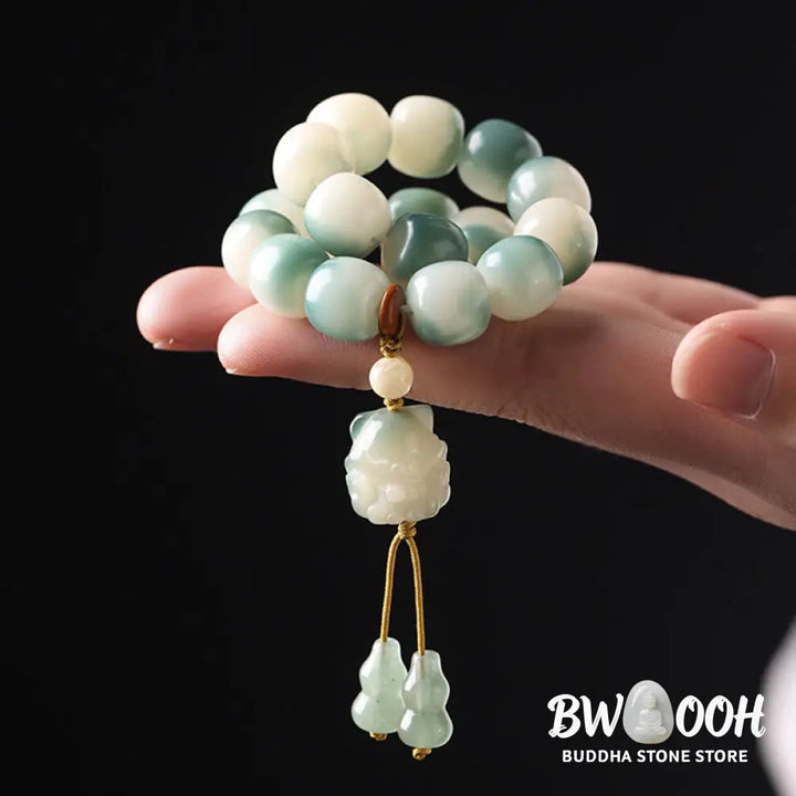 Buddha Stones Gradient Bodhi Seed Nine Tailed Fox Cat Paw Claw Pine Cone Peace Bracelet (Extra 40% Off | USE CODE: