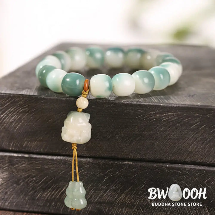 Buddha Stones Gradient Bodhi Seed Nine Tailed Fox Cat Paw Claw Pine Cone Peace Bracelet (Extra 40% Off | USE CODE: