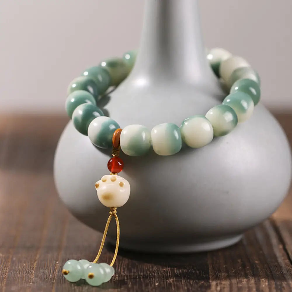 Buddha Stones Gradient Bodhi Seed Nine Tailed Fox Cat Paw Claw Pine Cone Peace Bracelet (Extra 40% Off | USE CODE: