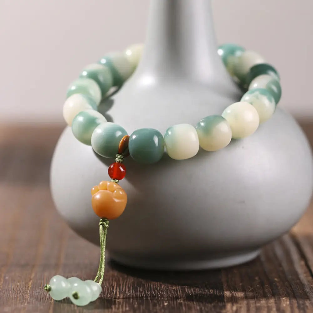 Buddha Stones Gradient Bodhi Seed Nine Tailed Fox Cat Paw Claw Pine Cone Peace Bracelet (Extra 40% Off | USE CODE:
