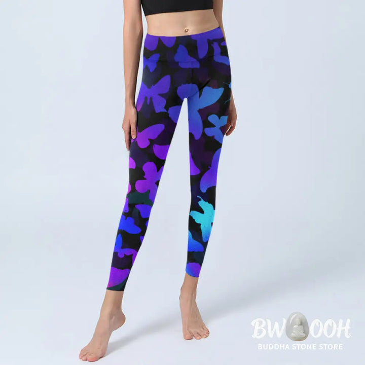 BWOOOH printed yoga leggings - Gradient Butterfly Print Exercise Leggin