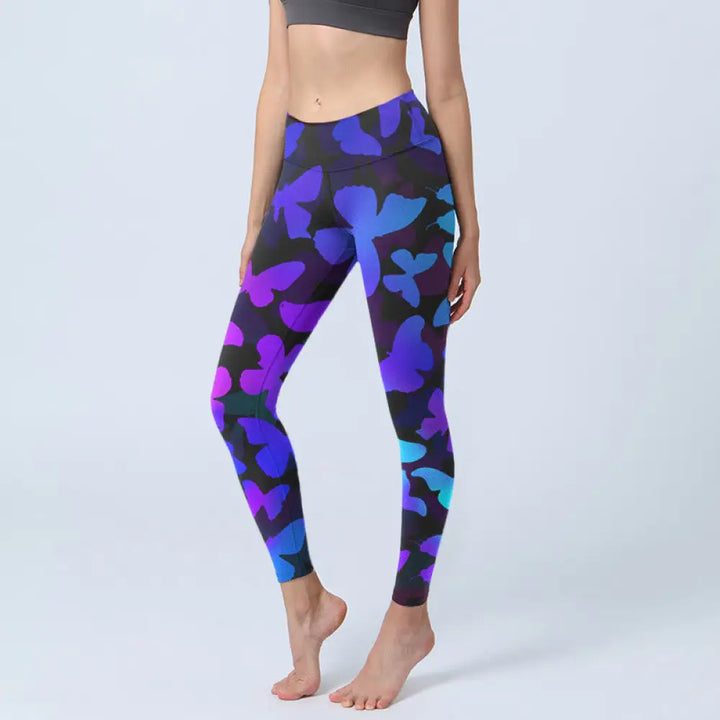 BWOOOH printed yoga leggings - Gradient Butterfly Print Exercise Leggin