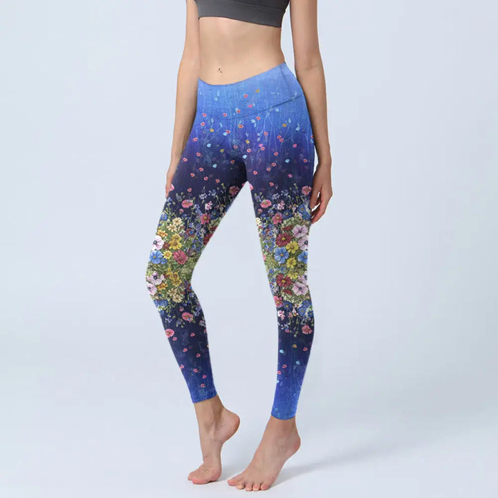 BWOOOH printed yoga leggings - Gradient Color Flower Pattern Print Gym 