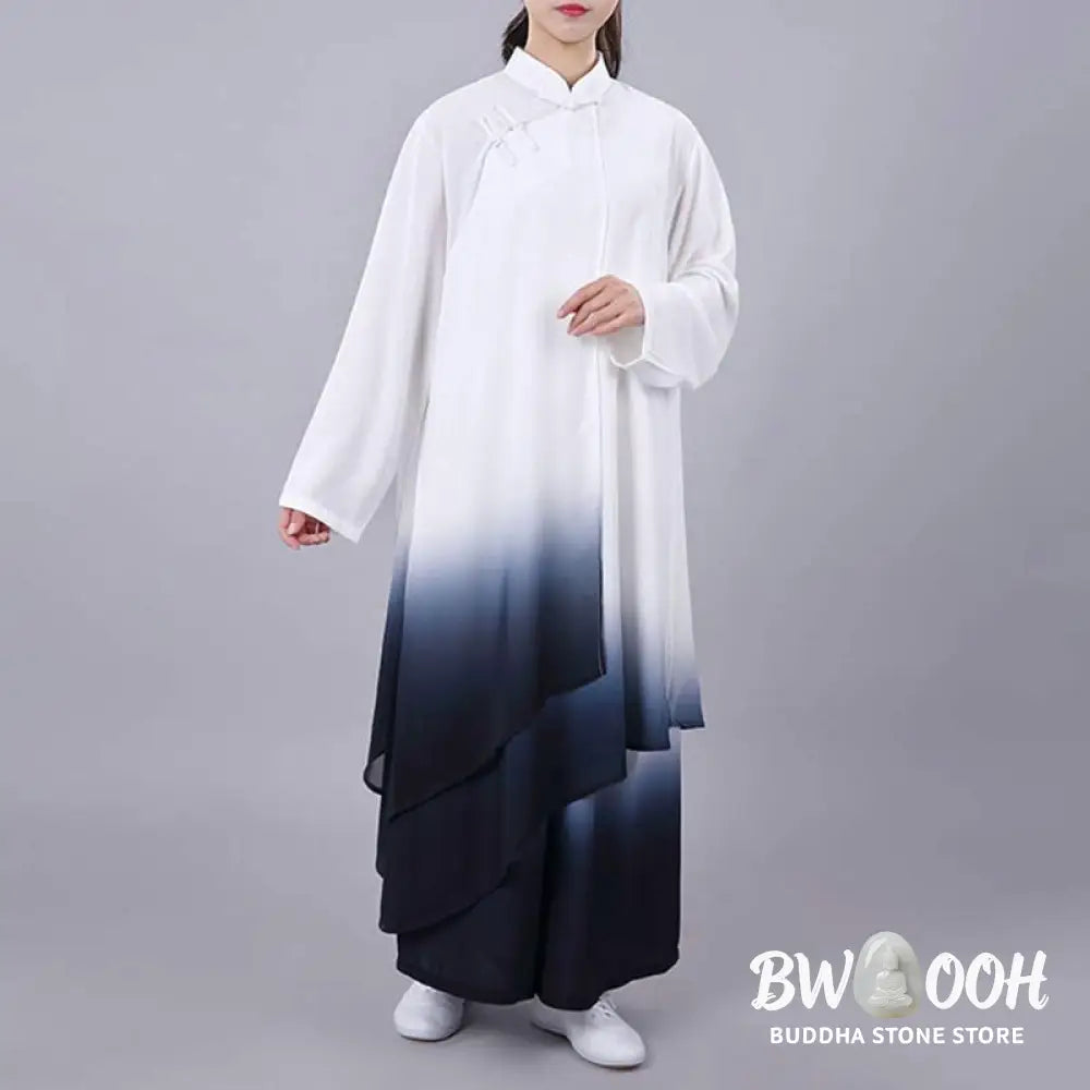 Buddha Stones Gradient Painting Meditation Prayer Spiritual Zen Tai Chi Qigong Practice Unisex Clothing Set - Clothes