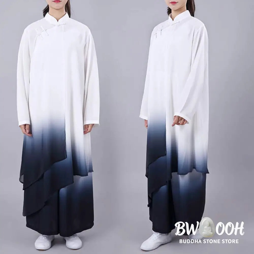 Buddha Stones Gradient Painting Meditation Prayer Spiritual Zen Tai Chi Qigong Practice Unisex Clothing Set - Clothes