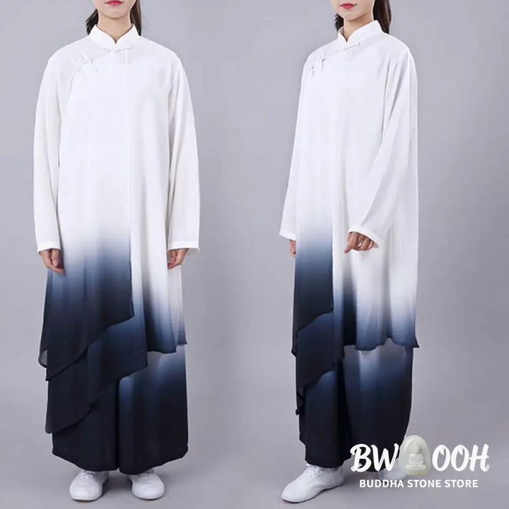 Buddha Stones Gradient Painting Meditation Prayer Spiritual Zen Tai Chi Qigong Practice Unisex Clothing Set - Clothes