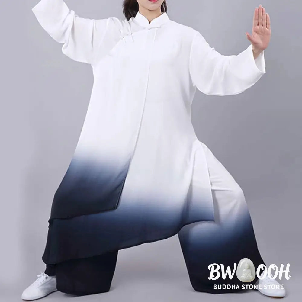 Buddha Stones Gradient Painting Meditation Prayer Spiritual Zen Tai Chi Qigong Practice Unisex Clothing Set - Clothes