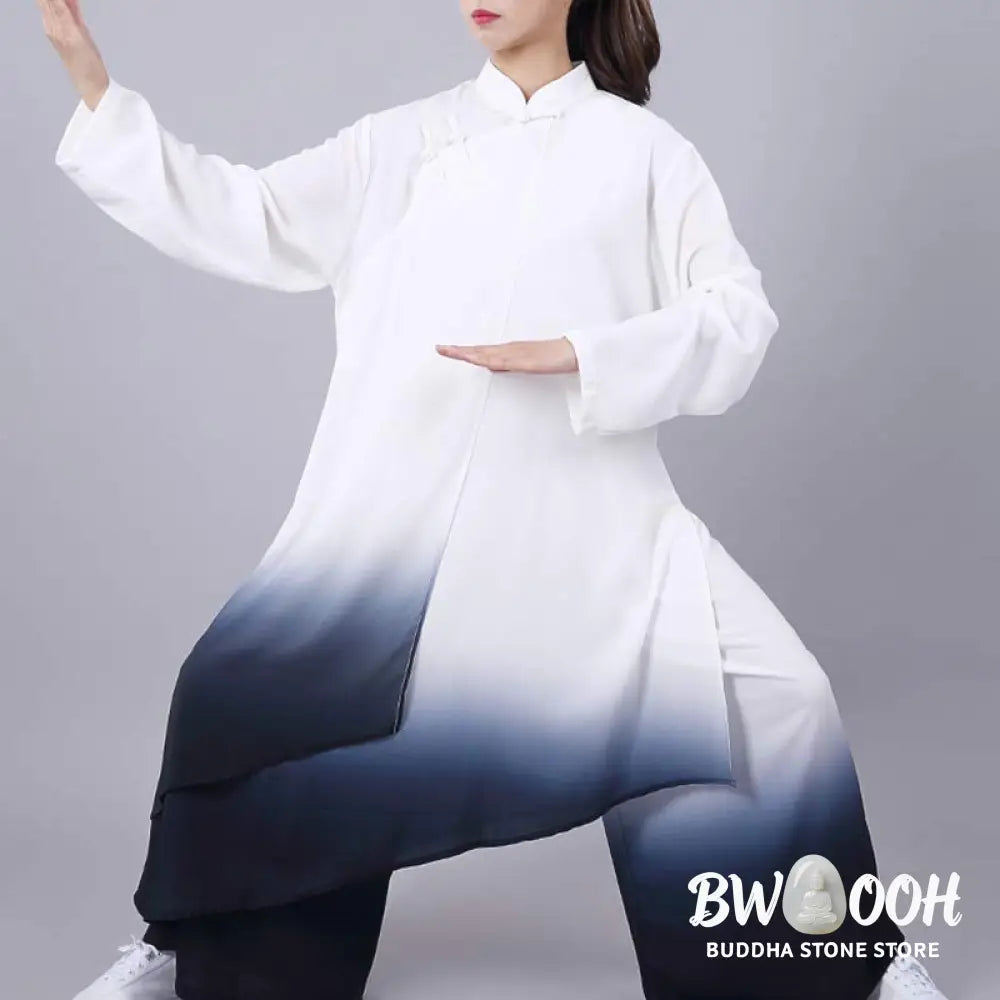 Buddha Stones Gradient Painting Meditation Prayer Spiritual Zen Tai Chi Qigong Practice Unisex Clothing Set - Clothes