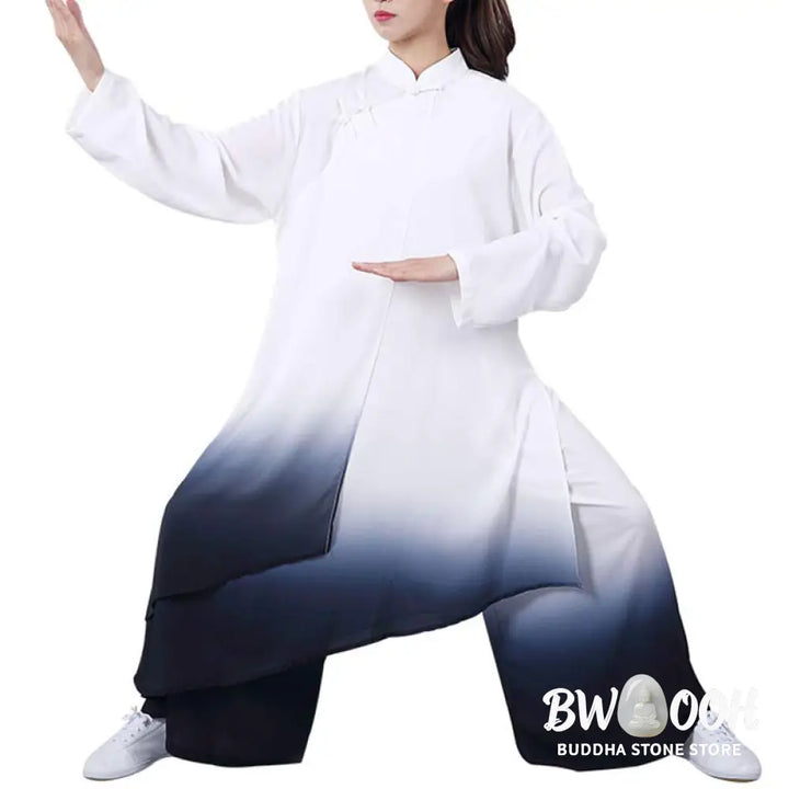 Buddha Stones Gradient Painting Meditation Prayer Spiritual Zen Tai Chi Qigong Practice Unisex Clothing Set - Clothes