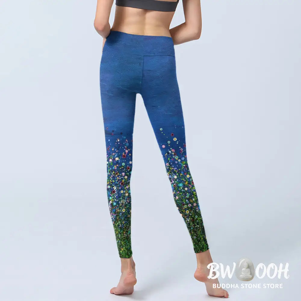 BWOOOH printed yoga leggings - Grass Flower Pattern Print Gym Leggings 