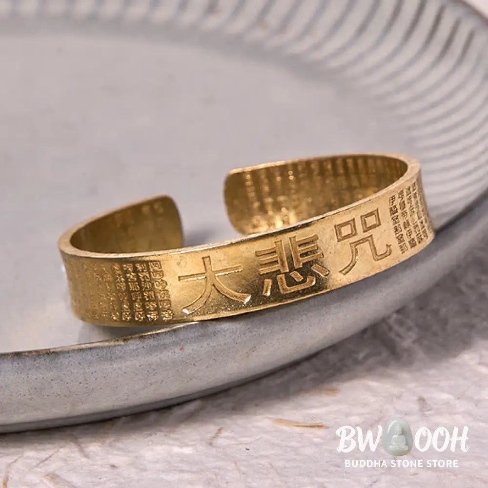 Buddha Stones Great Compassion Mantra Copper Brass Luck Power Bracelet Bangle - BWOOOH - Bracelet Bangle