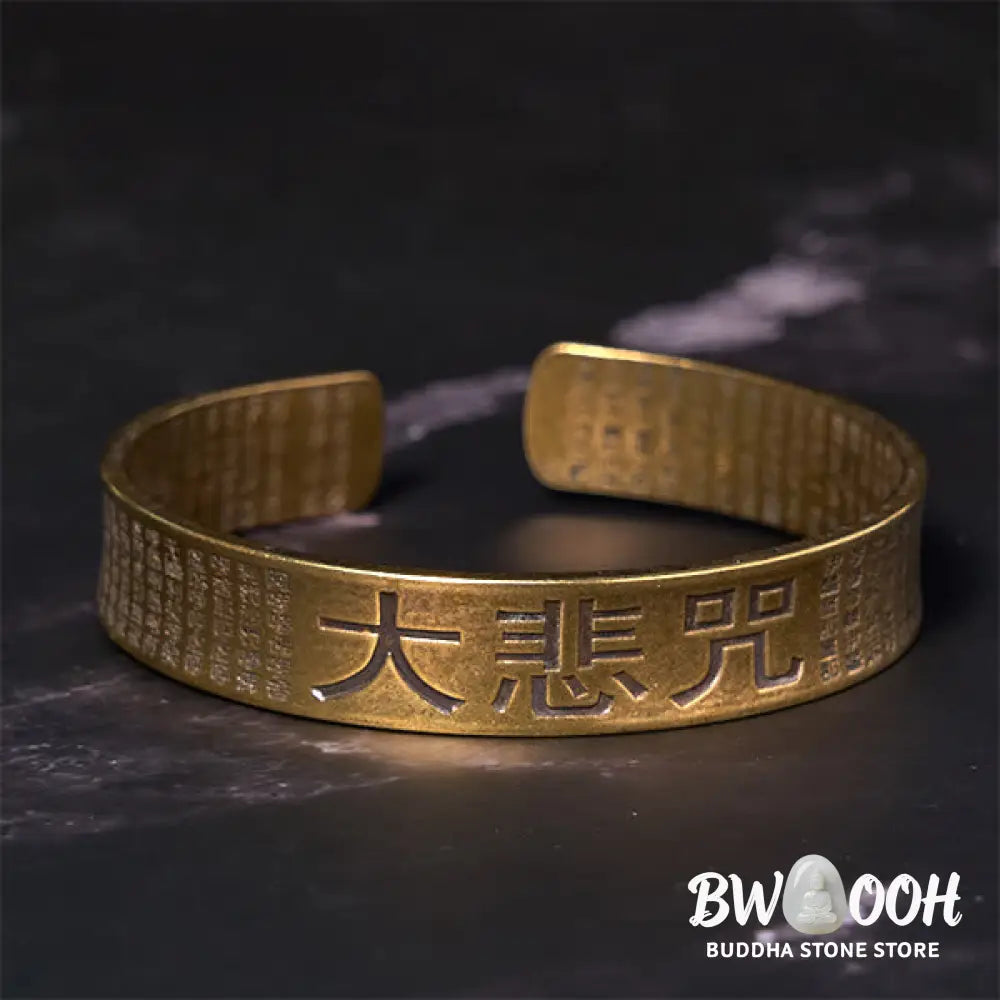 Buddha Stones Great Compassion Mantra Copper Brass Luck Power Bracelet Bangle - BWOOOH - Bracelet Bangle