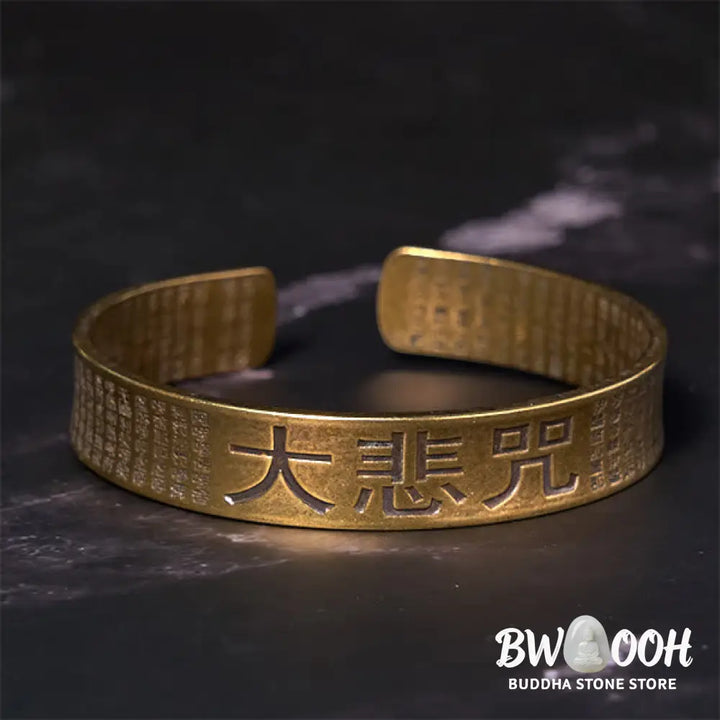 Buddha Stones Great Compassion Mantra Copper Brass Luck Power Bracelet Bangle - BWOOOH - Bracelet Bangle